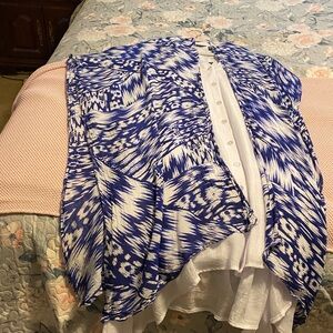 Michael Stars Blue and White Wrap Scarf